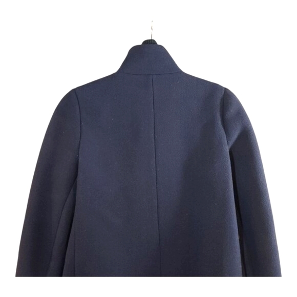 J. Crew Navy Blue Longline Lodge Coat in Italian Stadium Cloth Preppy Women's 2P - Picture 6 of 7